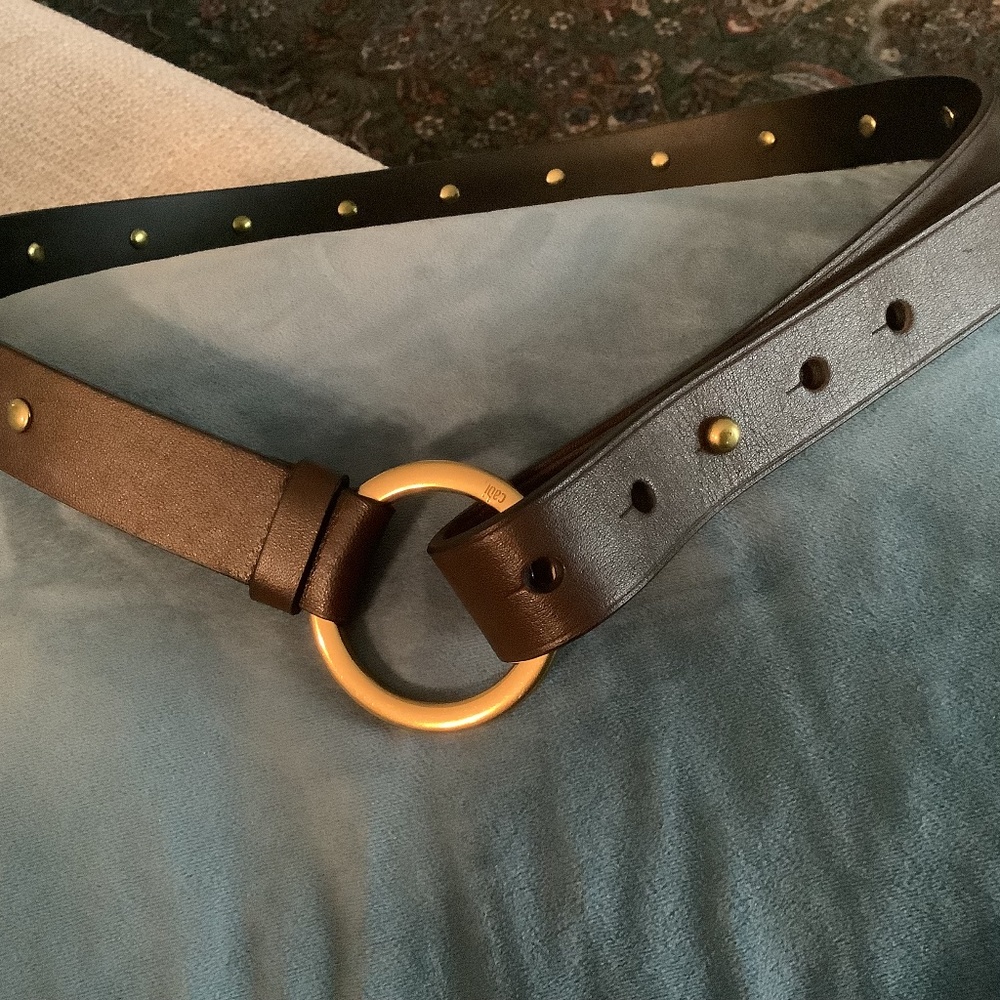 CAbi brown leather ring belt studded #3652
